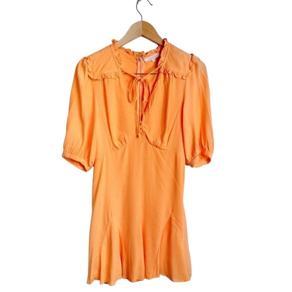 Olivaceous Romper Size Medium Orange V Neck‎ Tie Front 2/4 Sleeve